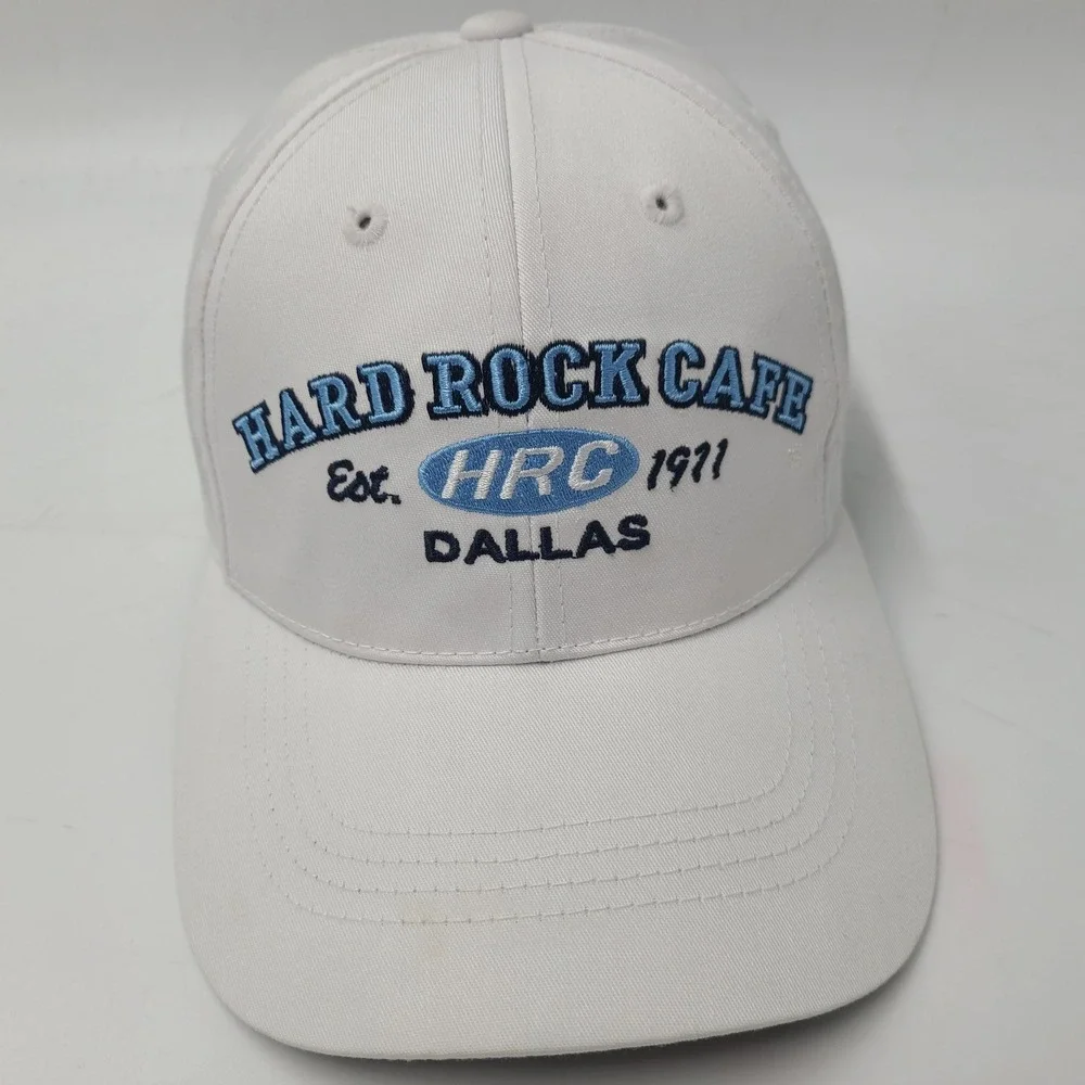 Hard Rock Cafe Hat Strapback (Fits Small) White Blue Dallas Est 1971 Casual‎ Men